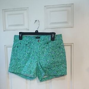 J. Crew Green Floral Print High-Waist Shorts